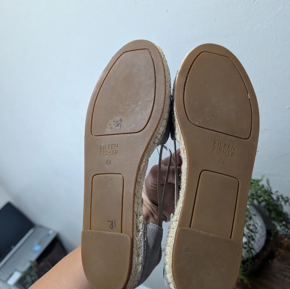 Eileen Fisher‎ Lee Metallic Suede Espadrille Flat Size 8.5
